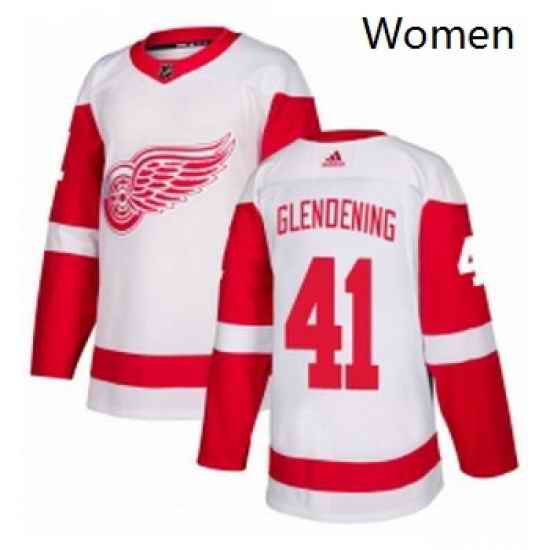 Womens Adidas Detroit Red Wings 41 Luke Glendening Authentic White Away NHL Jersey